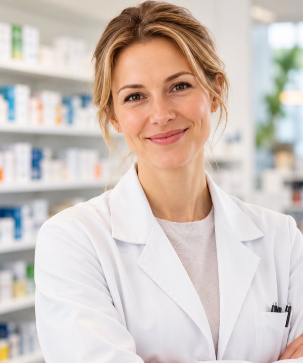 Lächelnde Apothekerin in der Apotheke